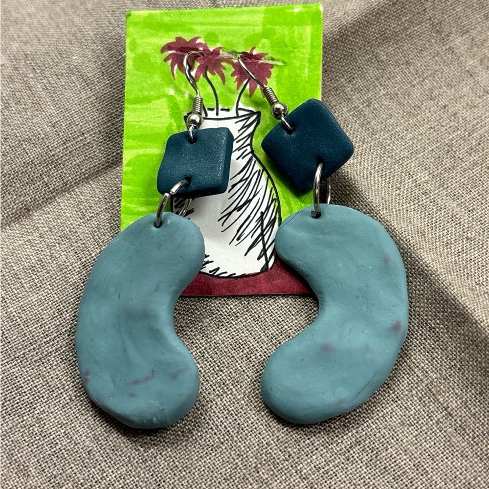 Unique Blue Clay Earrings